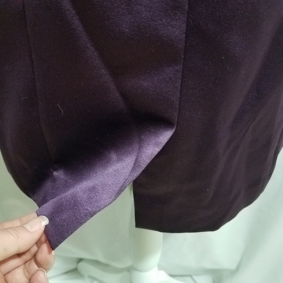 David's Bridal Purple Short Satin Strapless Dress 6 - Picture 5 of 16